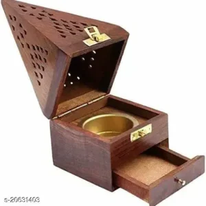 Handmade Wooden Incense Sticks Holder Wooden Pyramid Incense Box Fragrance Stand Holder Agarbati Dhoop for Pooja