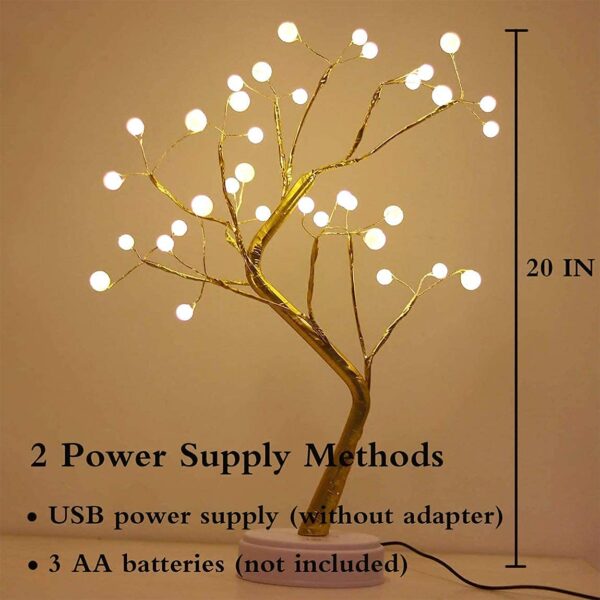 REFULGIX 36 LED Pearl Bonsai Tree Lamp with Touch Switch | USB & Battery Operated Decorative Light for Home, Bedroom, Festival, Gift Use (Warm White, Pack of 1) - Image 7
