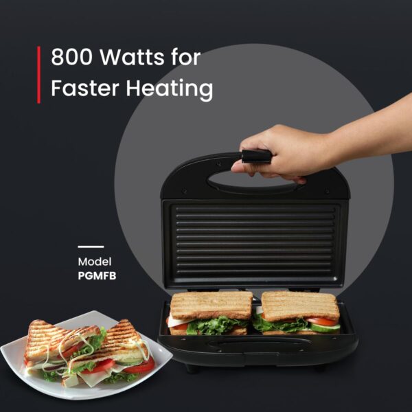 Prestige PGMFB 800 Watt Grill Sandwich Toaster with Fixed Grill Plates, Black - Image 8