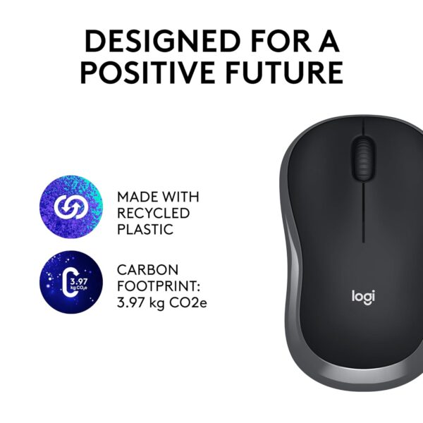 Logitech M186 Wireless Mouse, 2.4GHz with USB Mini Receiver, 12-Month Battery Life, 1000 DPI Optical Tracking, Ambidextrous, Compatible with PC, Mac, Laptop - Image 3