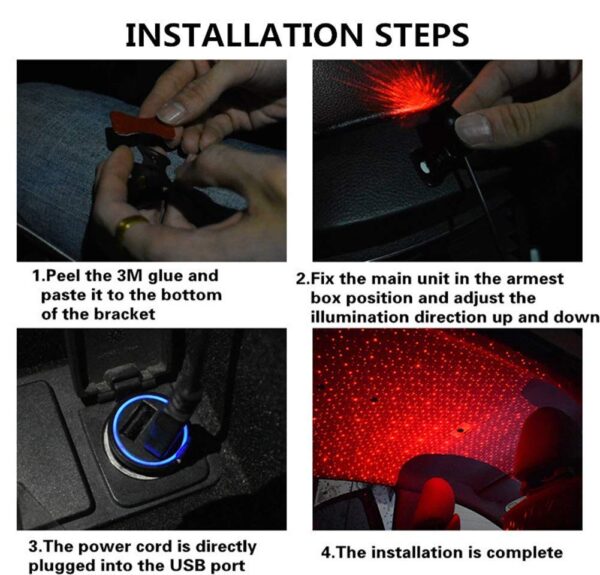 Automaze LED Laser Light, 2 Pattern & 3 Modes with Wireless Remote & Voice Control - Roof Decoration Interior for Car (Red) - Image 5