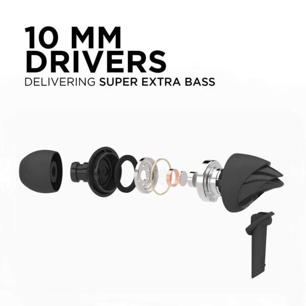 Boat BassHeads 100 in-Ear Headphones with Mic (Black) - Image 4