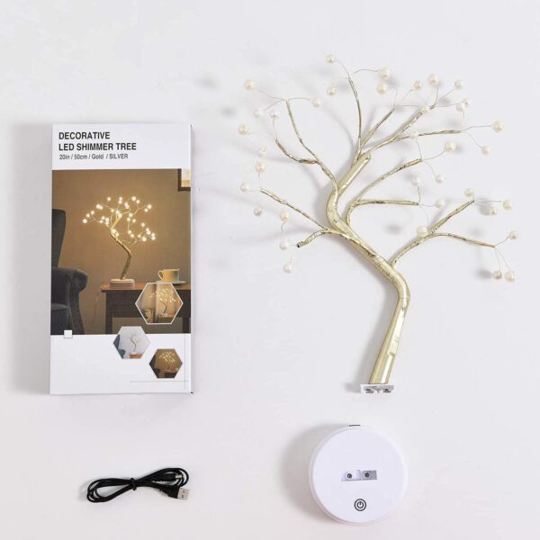 REFULGIX 36 LED Pearl Bonsai Tree Lamp with Touch Switch | USB & Battery Operated Decorative Light for Home, Bedroom, Festival, Gift Use (Warm White, Pack of 1) - Image 4