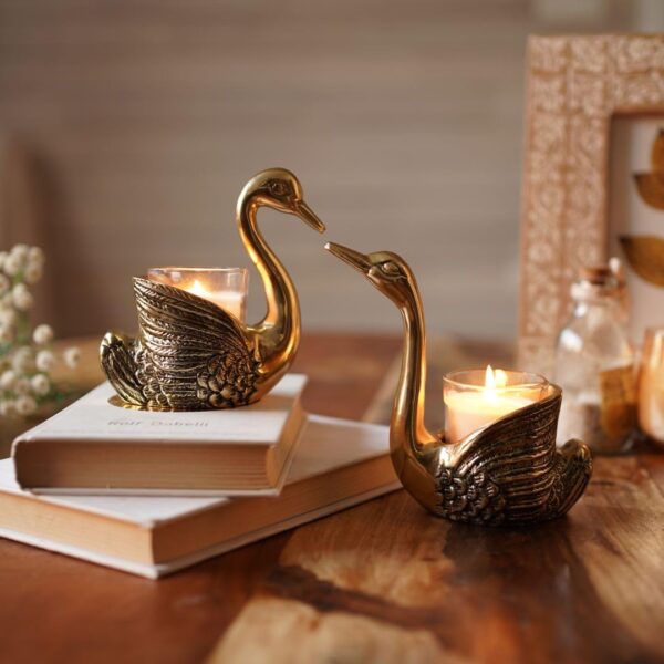 BEHOMA Aluminium Pair of Swans for Good Luck and Love