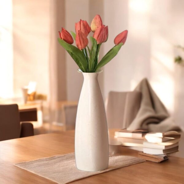 PulGos White Ceramic Flower Vase – Stylish Bottle Shape Design, Ideal for Office and Living Room Centerpieces, Elegant Pot for Modern Home Decor, Perfect for Any Table, Sleek and Modern Flower Vase - Image 4