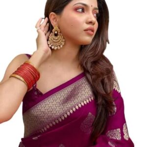 C J Enterprise Women's Kanjivaram Art Silk Saree Soft Banarasi Style Sari With Blouse Piece For Wedding