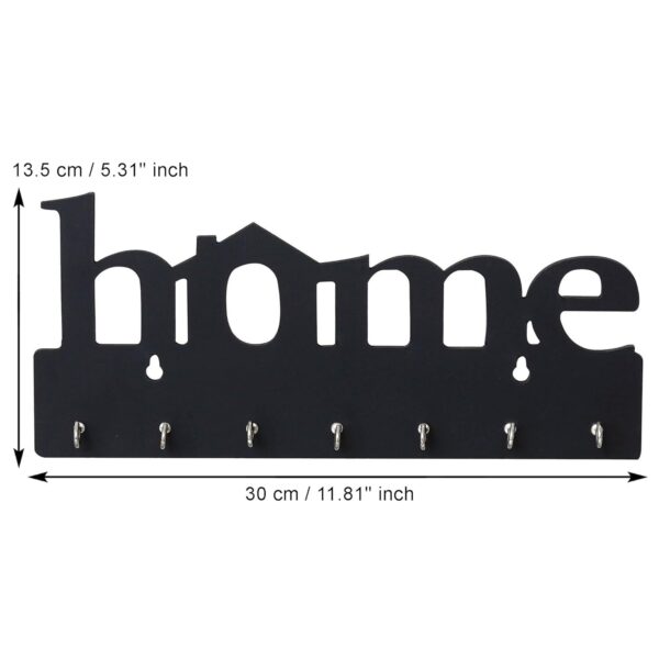 Webelkart Premium Home Keys Wooden Key Holder (29 cm x 13.5 cm x 0.4 cm, Wood) 7 Hook - Decorative Items for Home Decor (Black) - Image 5