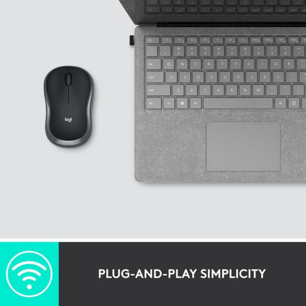Logitech M186 Wireless Mouse, 2.4GHz with USB Mini Receiver, 12-Month Battery Life, 1000 DPI Optical Tracking, Ambidextrous, Compatible with PC, Mac, Laptop - Image 8