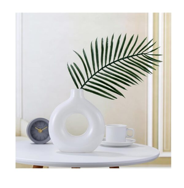 SPHINX Ceramic Donut Vase, Pampas Grass Flower Vase, Home Decor Centrepiece for Office or Gifts - (White, 6 Inch)