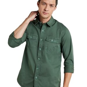 Symbol Premium Men's Casual Washed Cotton Twill Shirt (Regular Fit)