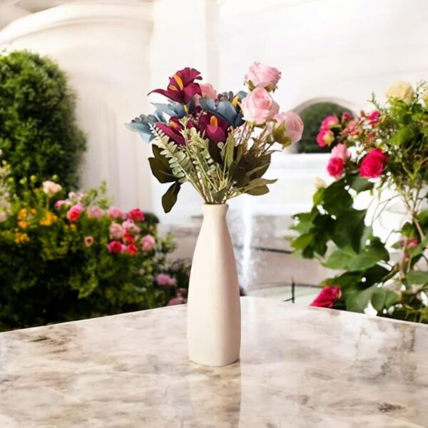 PulGos White Ceramic Flower Vase – Stylish Bottle Shape Design, Ideal for Office and Living Room Centerpieces, Elegant Pot for Modern Home Decor, Perfect for Any Table, Sleek and Modern Flower Vase - Image 9
