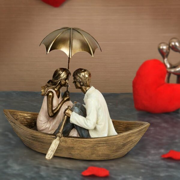 TIED RIBBONS Valentine Gift for Girlfriend Boyfriend Husband Wife Girls Boys Birthday Wedding Anniversary Romantic Boat Couple Showpiece Statue for Home Decor Living Room Table Decoration Items