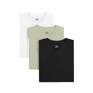 NOBERO Men's Solid Regular Fit Cotton T-Shirt with Round Neck (Pack of 3)