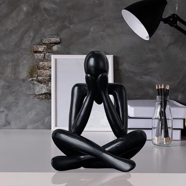 Street27® 4pcs Decorative Abstract Thinker Men Statue showpiece Set | Home Decor Items|Premium PVC Modern Art showpiece for Home Decor Living Room Bedroom Bookshelf Desktop Table Office Gift (Black) - Image 9