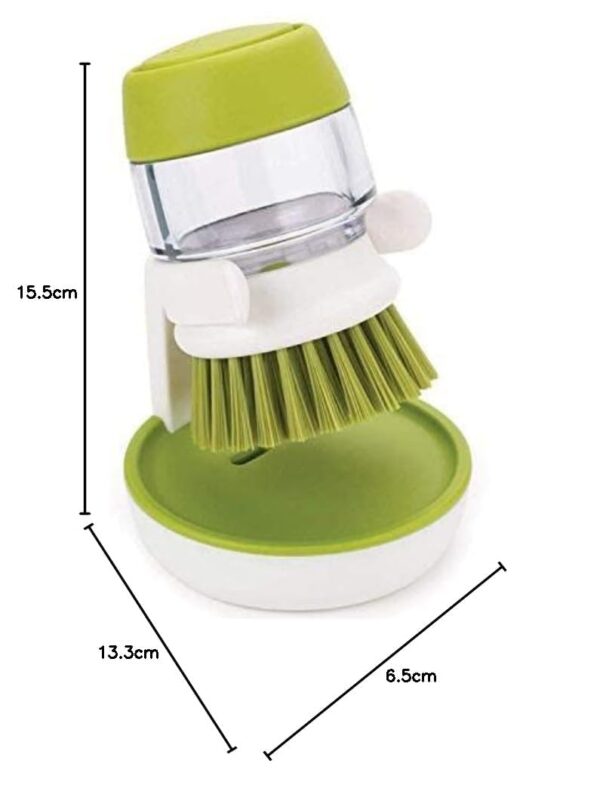 Cleaning Brush with Soap Dispenser for Kitchen, Sink, Dish Washer with Storage Stand|Plastic Cleaning Brush with soap - Image 3