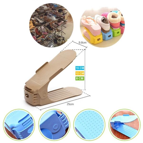 Shoe Slots Organizer Space Saver Double Deck Shoe Rack - Image 3