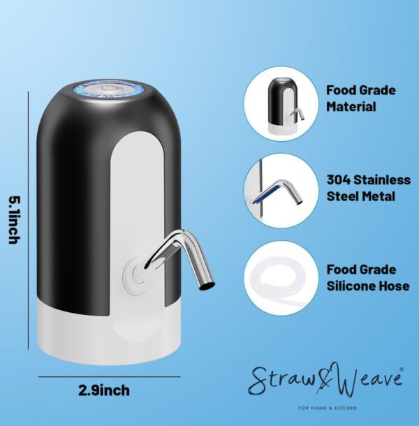 Automatic Water Dispenser Pump for 20 Litre Bottle | Portable USB Rechargeable Water Pump Dispenser for Home, Office & Outdoors | Water Can Pump for 20 Litre | Water Can Dispenser | 1 Year Warranty - Image 2