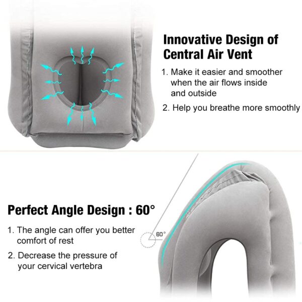 Inflatable Travel Pillow, Inflatable Neck Air Pillow for Sleeping, Support Head, Chin, Neck - Image 9