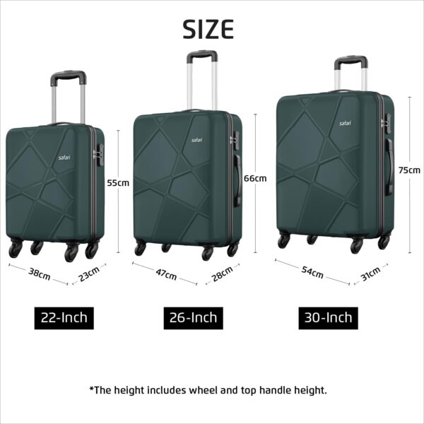 Safari Pentagon Set of 3 (Cabin + Medium + Large) Trolley Bags Hard Case Polypropylene 4 Wheels 360 Degree Wheeling Luggage, Travel Bags, Suitcase for Travel, Trolley Bags for Travel, Dusk Green - Image 11