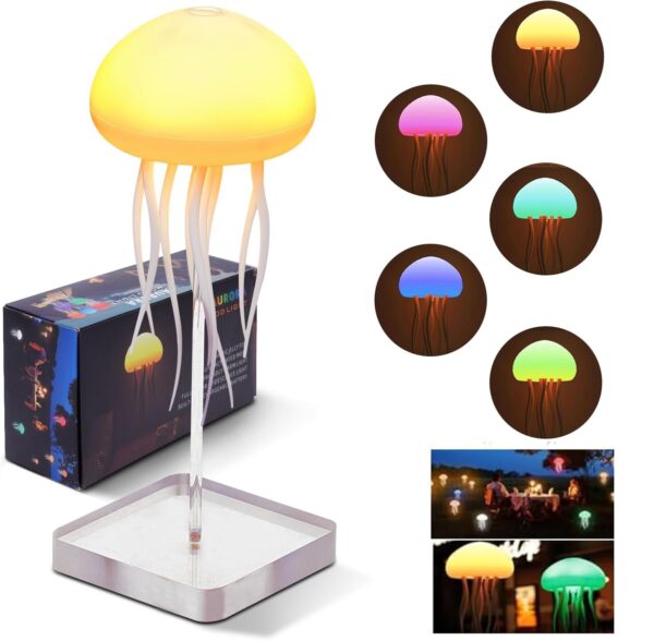 IMNISHNAY Jellyfish Baby LED Night Light – 7-Color Changing Lamp for Kids, Baby Room Decor, Aesthetic Gifts for Girls, Boys , Friends & Ocean Lovers Night Lamps ( Hanging + Base ) (Jelly Fish) - Image 3