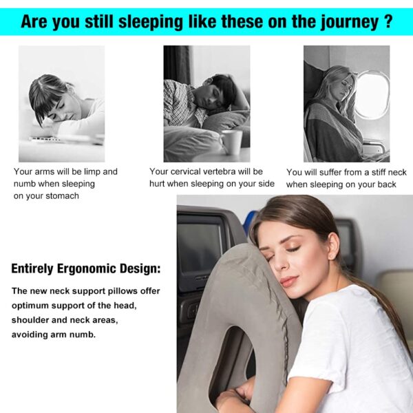 Inflatable Travel Pillow, Inflatable Neck Air Pillow for Sleeping, Support Head, Chin, Neck - Image 5