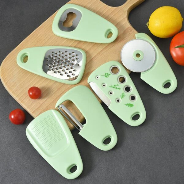 Multipurpose Kitchen Gadgets Set 6 Pieces, Space Saving Cooking Tools- Grater, - Image 4