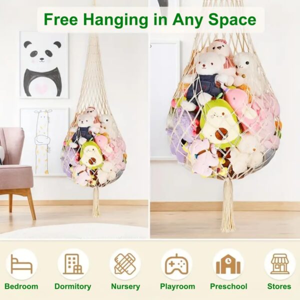 Stuffed Animal Toy Hammock, Hanging Cotton Organizer Storage for Soft Toys - Image 6
