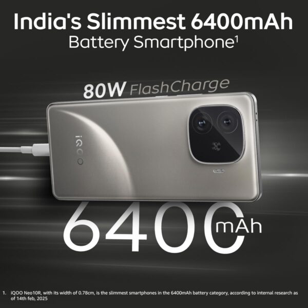 iQOO Neo 10R 5G (Moonknight Titanium, 12GB RAM, 256GB Storage) | Snapdragon 8s Gen 3 Processor | India's Slimmest 6400mAh Battery Smartphone | Segment's Most Stable 90FPS for 5 Hour - Image 6