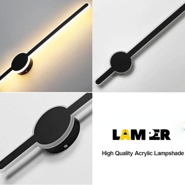 Lamper Pack of 2 LED Sword Light Behind Black Golden Luxurious Acrylic Wall Lighting | Soft & Bright LED Warm White Lighting Fixtures for Bedroom, Living, Drawing, Kids Room & Bathroom 24Watt 18 Inch - Image 4