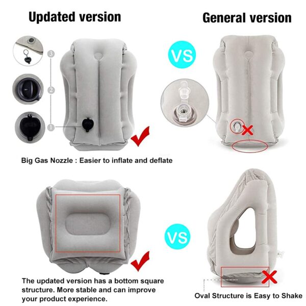 Inflatable Travel Pillow, Inflatable Neck Air Pillow for Sleeping, Support Head, Chin, Neck - Image 8