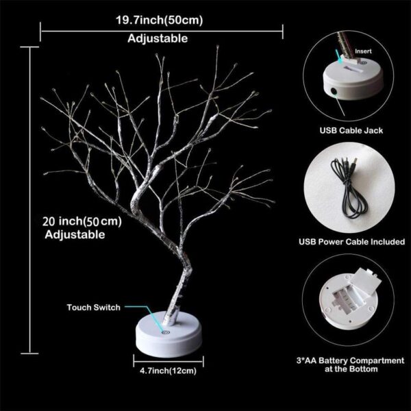 REFULGIX LED Bonsai Tree Light with 36 LEDs | Touch Sensor Table Lamp | - Image 5