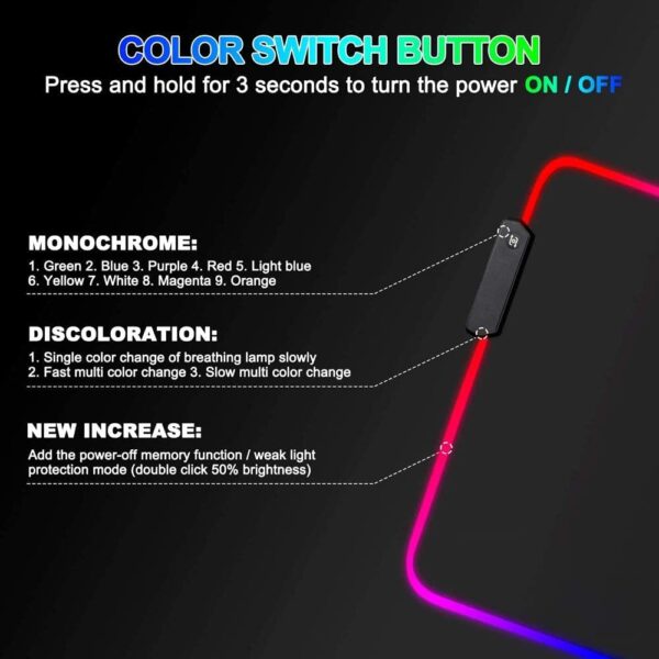 RGB Gaming Mouse Pad, Soft Glowing 14 LED Modes, Gaming Desk Keyboard Pad - Image 2
