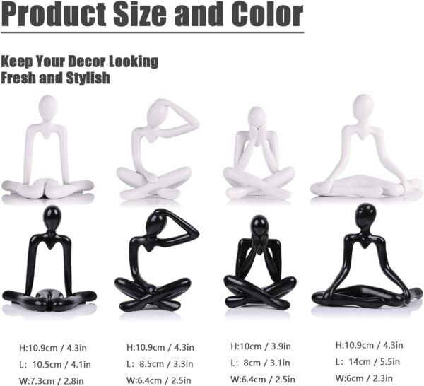 Street27® 4pcs Decorative Abstract Thinker Men Statue showpiece Set | Home Decor Items|Premium PVC Modern Art showpiece for Home Decor Living Room Bedroom Bookshelf Desktop Table Office Gift (Black) - Image 3