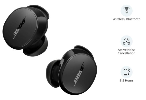 Bose New QuietComfort Wireless Noise Cancelling Earbuds, Lifestyle Bluetooth Earbuds with Active Noise Cancellation, Up to 8.5 Hours of Battery Life, Black