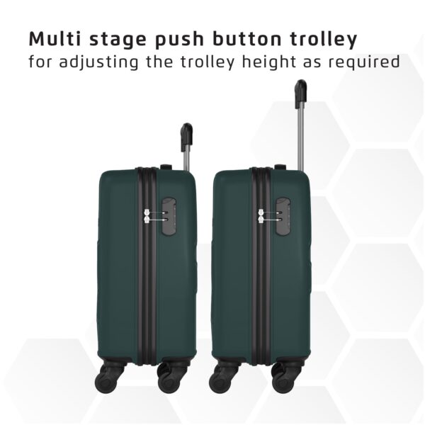 Safari Pentagon Set of 3 (Cabin + Medium + Large) Trolley Bags Hard Case Polypropylene 4 Wheels 360 Degree Wheeling Luggage, Travel Bags, Suitcase for Travel, Trolley Bags for Travel, Dusk Green - Image 6