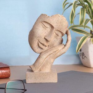 nantan Resin Handicrafts Human Face Showpieces Abstract Design Art Figurines For Home Living Room Decorative Display Diwali Decoration Item For Home Decor(Brown Face), 6 Inch, 20.83 cm