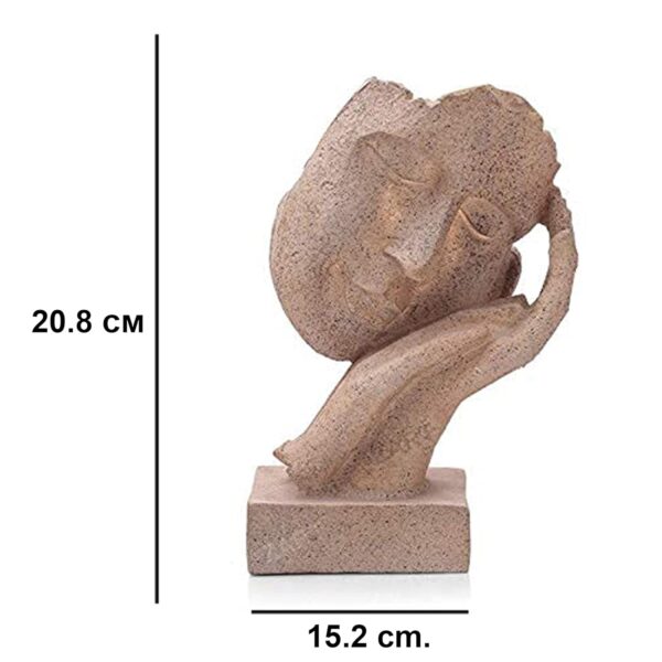 nantan Resin Handicrafts Human Face Showpieces Abstract Design Art Figurines For Home Living Room Decorative Display Diwali Decoration Item For Home Decor(Brown Face), 6 Inch, 20.83 cm - Image 5