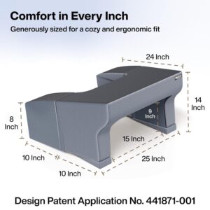 Portable FOVERA Lap Desk Pillow for Bed and Sofa "FOVERA Lap Desk Pillow with adjustable height and soft armrests in grey"