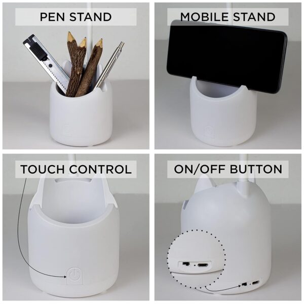 WEIRD WOLF 3 Colour Mode LED Study/Table/Desk Lamp with Pen Holder, 6 Month Warranty(Plastic, White, Pack of 1) - Image 3
