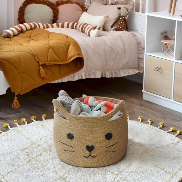 Large Woven Jute Rope Rectangular Storage Basket, Laundry Basket Organizer For Toys, Blanket, Clothes, Towels, Gifts| - Image 3