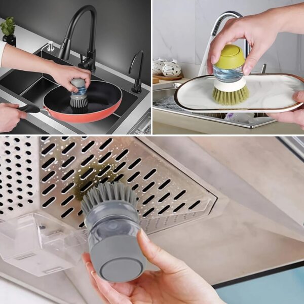 Cleaning Brush with Soap Dispenser for Kitchen, Sink, Dish Washer with Storage Stand|Plastic Cleaning Brush with soap - Image 7