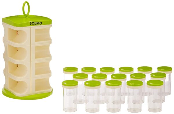 Solimo Revolving Plastic Spice Rack set (16 pieces) - Image 5