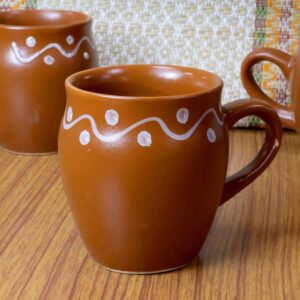 Saras Aajeevika Handmade Ceramic Khullad Cup Set of 6 Pc - 200ml|Handpainted Kullar Kullad kulhad Kullad Chai/Tea Cups Milk Coffee Mugs Microwave & Dishwasher Safe Kitchen Dining Set Return Gift Items