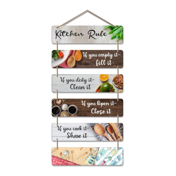 Artvibes Decorative Wall Hanging Decoration item for Kitchen | Bedroom| Kitchen Quotes items | Wall Art For Hall | Mdf Wall Hanger, Set of 6(WH_3265N),Engineered Wood - Image 4