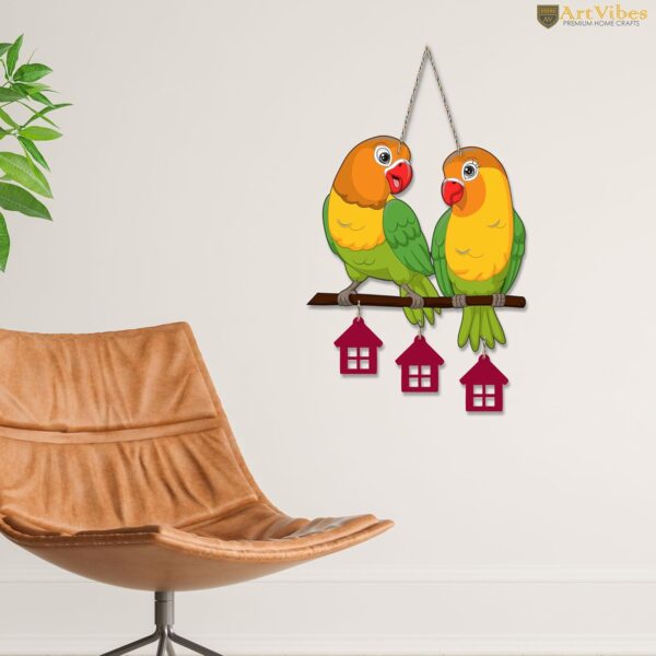 Artvibes Cute Pair of Parrot Wooden Wall Hanging for Home Decoration | Garden Balcony | Office | Cafe | Decorative Door Hanging | Festive Decor Art Items - Image 4