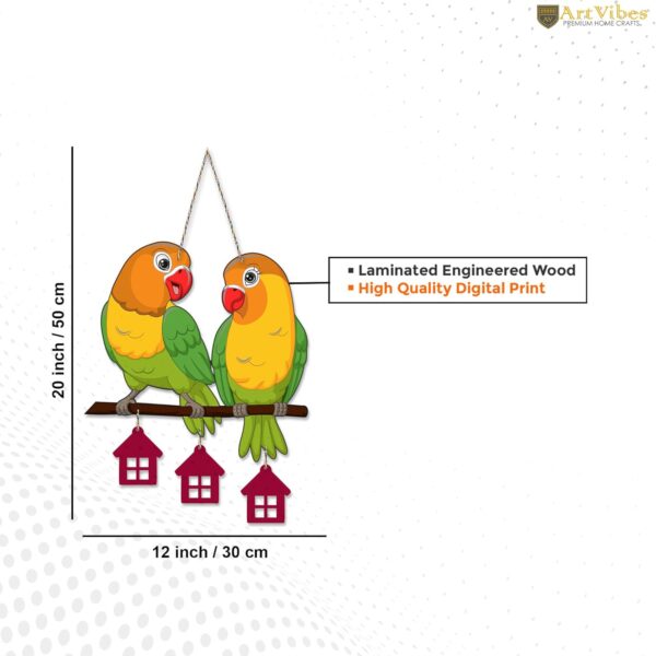 Artvibes Cute Pair of Parrot Wooden Wall Hanging for Home Decoration | Garden Balcony | Office | Cafe | Decorative Door Hanging | Festive Decor Art Items - Image 3