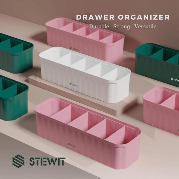 Stewit Drawer Organizers for Undergarments, Socks, Bras, Ties, Scarves, Wardrobe Storage Box Kitchen Tools (4 Pcs, Multicolor) - Image 2