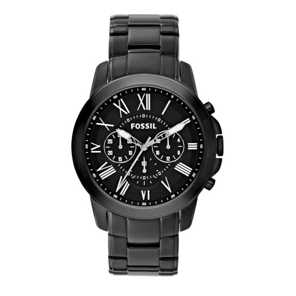 Fossil Men Stainless Steel Grant Chronograph Analog Black Dial Watch - Fs4832, Band Color-Black