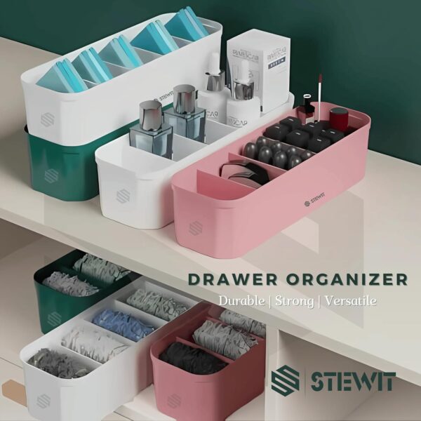 Stewit Drawer Organizers for Undergarments, Socks, Bras, Ties, Scarves, Wardrobe Storage Box Kitchen Tools (4 Pcs, Multicolor) - Image 3
