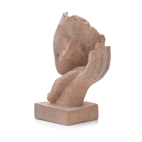 nantan Resin Handicrafts Human Face Showpieces Abstract Design Art Figurines For Home Living Room Decorative Display Diwali Decoration Item For Home Decor(Brown Face), 6 Inch, 20.83 cm - Image 3